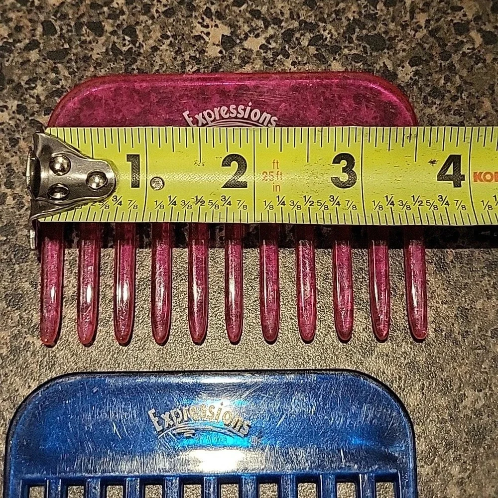 VINTAGE 90's Plastic Wide Tooth Combs Expressions by Almar Pink Blue Retro RARE